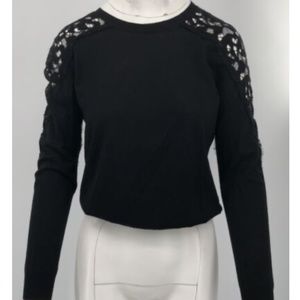 Nina Ricci Black Long Sleeve Sweater w/ Laser Cut Shoulder Detail sz S